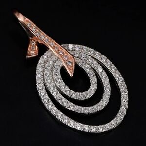 925 Sterling Silver Graduated Circle Two-Tone Necklace Pendant 2.5 Grams  1.25"